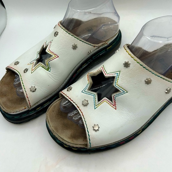 vintage Dr Marten Star Cut Out Studded Slides Made In England RAINBOW STITCHING - Picture 13 of 17